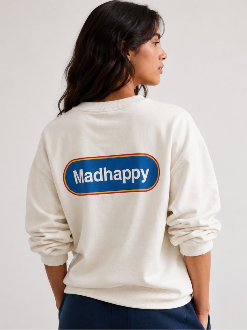 Madhappy‎ Off-White Crewneck Classics Logo Sweatshirt Pullover USA Size Small - Picture 3 of 13